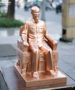 Tượng Bác Hồ Ngồi Ghế Bằng Đồng Đỏ Cao 42Cm Đúc Thủ Công
